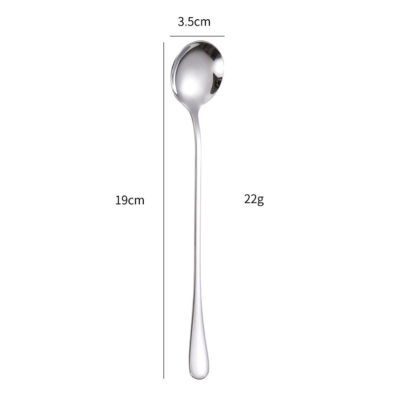 Thìa Khuấy Inox 1010 Thìa Đá Tay Cầm Dài Thìa Tráng Miệng Giá Trị Cao Thìa Kem Tròn Thìa Cà Phê U4RD