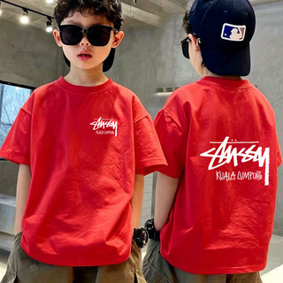 Áo Thun Unisex In Chữ Graffiti Phía Trước & Sau, Áo Bông Ngắn Tay Phong Cách Đường Phố Size 3-12 Tuổi COD