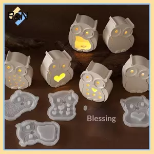 Bộ khuôn silicon hình cú B & N DIY 7 CÁI để chế tạo thạch cao linh hoạt và bền bỉ để sản xuất đồ trang trí xà phòng.