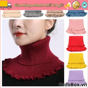 ORDOBOX Cổ áo giả dệt kim, có thể tháo rời bằng khăn quàng cổ tai bằng gỗ, thời trang mùa đông ấm áp chống gió cho nam nữ