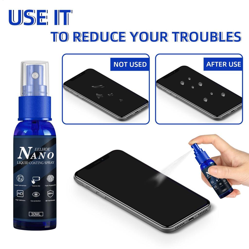 Màn hình điện thoại di động Xịt phủ lỏng 30ml Chất bảo vệ màn hình dạng lỏng Nano Chất phủ trầy xước để sửa chữa lớp phủ Oleophobic mueadsyvn
