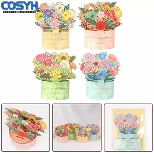 <cosyh>Impressive Gift Idea 3D Eject Flower Bouquet Greeting Card for Special Occasions