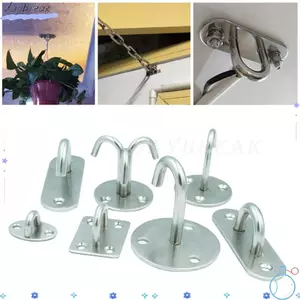 Móc treo trần DAYBREAK, Móc treo tường bằng thép không gỉ hình chữ U / J, Tấm lót sàn tấm bền Khóa cửa cố định mắt cho đèn quạt