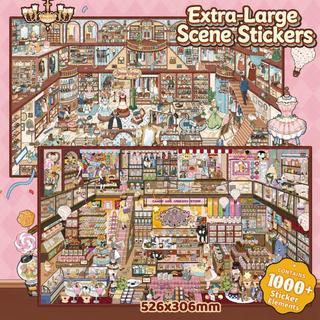 ENWEI 10 Cái [Candy House Series] Bộ Hộp Miếng Dán Phong Cảnh Cực Lớn Cửa Hàng Quần Áo Giày Trang Sức Túi Xách Thêu Sò