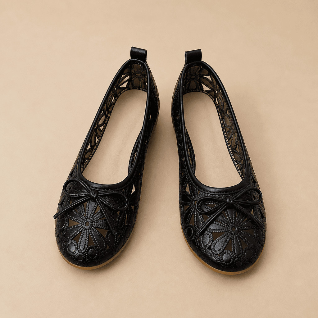 Atikota Nữ Hoa Rỗng Ra Nơ Trang Trí Slip On Giày Đế Bằng Thoáng Khí Nhẹ Đa Năng Thường Ngày Đi Lại Giày Cho Nữ