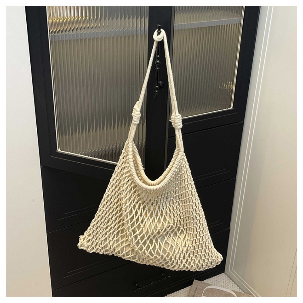 Túi Tote Dệt HOBBYIN, Túi Đeo Vai Lưới Rỗng Thoáng Khí, Túi Câu Cá Cotton Dung Tích Lớn Bohemian Mùa Hè