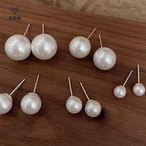 Bông Tai Ngọc Trai Cổ Điển Dành Cho Nữ Vỏ Tròn Ngọc Trai Bông Tai Tính Khí Trang Sức Phụ Kiện Dự Tiệc Nữ [Mina]