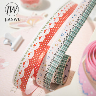 JIANWU 20mm * 200cm Vintage Star Ren Gird Kẻ Sọc Phong Cảnh Chất Liệu Cắt Kéo Thêu Sò Băng Washi Tạp Chí Sáng Tạo Văn Phòng Phẩm