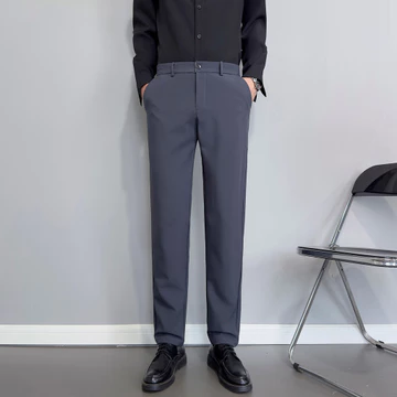Dâu Tây Lụa Quần Nam Slim-fit Thẳng Không Sắt Co Giãn Quần Nam Mùa Hè Mỏng Băng Lụa Công Sở Quần Nam