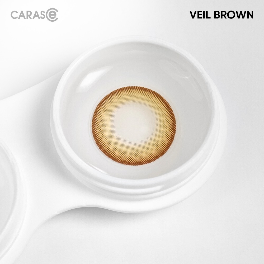[1 chiếc] Kính áp tròng khoá ẩm 8H 3 Tháng Màu Nâu Olive Tự Nhiên CARASE, Lens cận VEIL BROWN