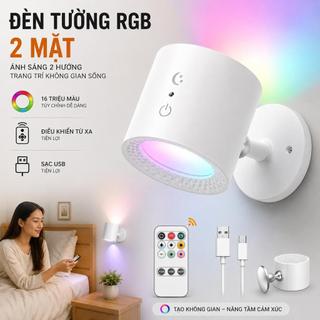 Đèn Tường RGB LED Không Dây Cảm Ứng Xoay 360° Đèn Ngủ 3 Màu Trang Trí
