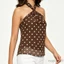 MAPLEPOET-Áo xe tăng dây dành cho nữ Nút thắt phía trước In hình Slim Fit Áo Vest không tay hở lưng
