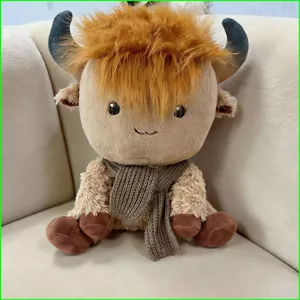 PS1 Dễ Thương Thực Tế Scotland Yak Plushie Hoạt Hình Dễ Thương Cotton Đồng Hành Búp Bê Gối Mềm SP1