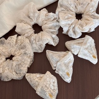 Hululu / Lưới Ren Thêu Scrunchy Dây Buộc Tóc Nơ Tóc Thấp Đuôi Ngựa Lợn Scrunchy Dây Buộc Tóc Đầu Dây Buộc Mũ Đội Đầu