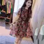 Mùa hè Phong cách mới Thời trang Tất cả các trận đấu Váy nhỏ tay ngắn hoa dài vừa phải