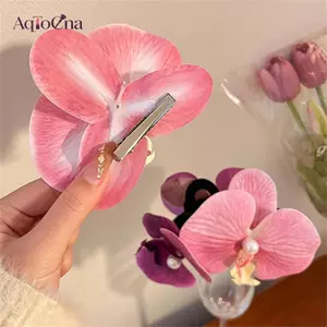AqToCna Hoa Lan Kẹp Tóc Trang Trí Tóc Phụ Kiện Tóc Bohemia Barrettes Hoa Ngọc Trai Kẹp Tóc Mũ Đội Đầu Hoa Lan Kẹp Tóc AqToCna