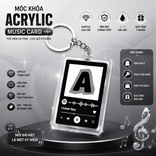 Móc khóa acrylic đen trắng mẫu chữ cái tùy chỉnh 2-V2 màu đen