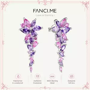 FANCIME “Wisteria Whisper ” Flower Bar Bông tai bạc thạch anh tím