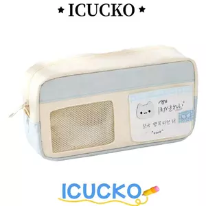 Bút chì ICUCKO, có túi đựng bút cầm tay Ita, Túi văn phòng phẩm nhiều lớp dung tích lớn bền bỉ Văn phòng học