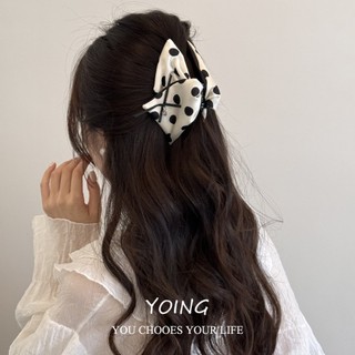 Yoing / Phong Cách Mới Phong Cách Hàn Quốc Cảm Giác Cao Cấp Đen Trắng Chấm Bi Lớn Tam Giác Kẹp Nữ