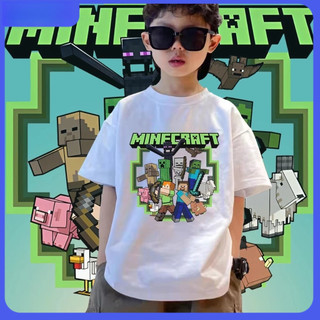 Áo phông in Minecraft hoạt hình cho bé trai với vải cotton thoải mái và mềm mại