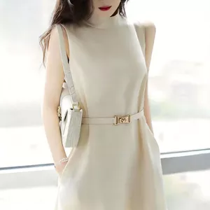 Sức Mạnh Đàn Hồi Phù Hợp Với Dây Mỏng Nữ Váy Áo Len Blazer Eo Eo Eo Eo Thắt Lưng Trang Trí Đen 5.29
