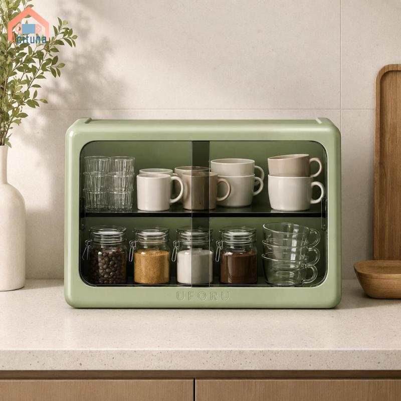Cửa Trượt Cốc Tủ Mặt Bàn Cốc Hai Tầng Giá Để Đồ Rõ Ràng Màu Bảng 2 Tầng Tủ Tổ Chức Cho Nhà Bếp Quầy