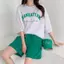 Bộ đồ thường ngày thời trang mùa hè dành cho nữ Quần áo nữ cỡ lớn dáng rộng hợp thời trang phiên bản Hàn Quốc Quần short in chữ Bộ đồ hai mảnh