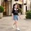 set quần đùi jean áo crotop hàn quốc sang chảnh bé gái 10-25kg, bộ hè đi chơi đi tiệc bé gái berie