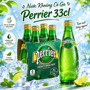 Nước Khoáng Có Ga Perrier 33cl, Nguyên Liệu Pha Chế Sảng Khoái Tức Thì Thơm Mát Tự Nhiên