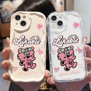 Ốp Lưng Cho OPPO A6 A5X A3 A96 A95 A92 A77S A76 A74 A60 A58 A57 A54 A53 A52 A38 A18 A17 A16 A15 A5 A9 A3S F9 Pro Kem Sóng Cong Cạnh Động Vật Dễ Thương NYK264