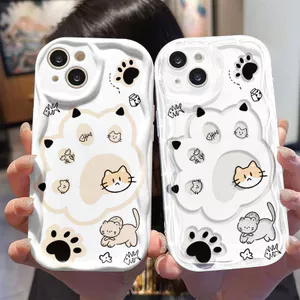 Ốp Lưng Cho Realme C65 C63 C55 C53 C51 C35 C30 C21Y C25 C25S C20 C15 C12 C11 5 5S 5i 6i Note 50 Narzo 20 30A Kem Vồng Cong Edge Motif Cat Paw NYK323