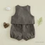 Trẻ sơ sinh Bé trai Quý ông Trang phục không tay Cổ chữ V Nút xuống Áo Vest trang trọng và quần short treo eo co giãn
