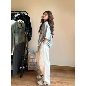 （Giao hàng 24h）Angela áo thun nữ xám ghi L000353 vintage style âu mỹ 100% cotton Angela mùa hè áo phông local brand