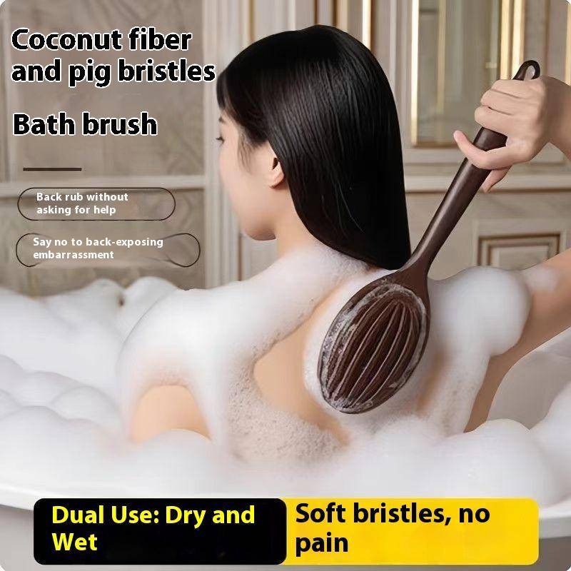 TVKR Body Brush Tay cầm dài Tắm Ba Scrubber Boar Lông hoàn hảo Chải da khô cần thiết cho da tẩy tế bào chết Dụng cụ tắm OIK