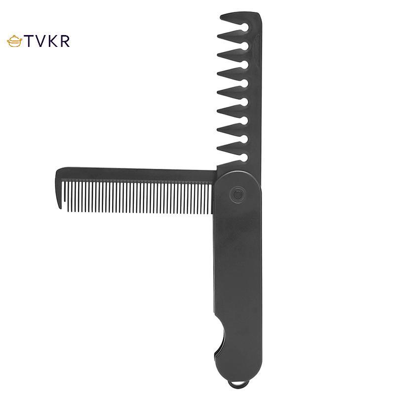 TVKR Lược Nhựa Đa Năng Gấp Gọn Răng Rộng, Chải Tóc, Râu, Cắt Tóc, Tạo Kiểu Salon