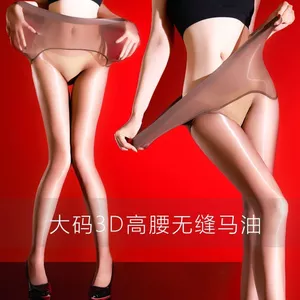 Size Lớn Cao Cấp Liền Mạch Oily Vớ 3D Siêu Mỏng Tơ 90kg Quần Co Giãn Cao