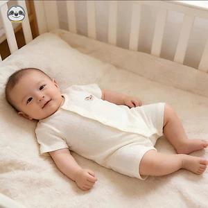 Bộ áo liền quần cotton nguyên chất ngắn tay màu trơn cho bé / Bộ đồ cotton nguyên chất mỏng mùa hè / Quần áo gia đình thoáng khí cho bé
