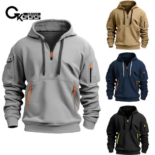 Áo nỉ nam có mũ trùm đầu GKSS Nhật Bản phong cách Harajuku nhiều túi thể thao phong cách chức năng