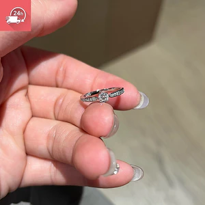 Nhẫn nữ zircon dát khí chất thời trang hình học đơn giản và đa năng