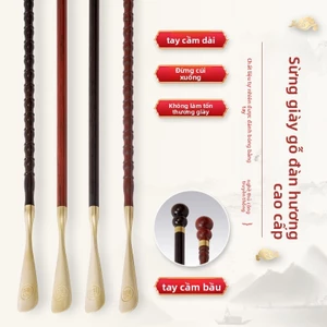 Shoehorn Tay Cầm Dài Hộ Gia Đình Tích Hợp Đồng Gỗ Đàn Hương Màu Đỏ Nâng Giày Phụ Nữ Mang Thai Đeo Giày Hỗ Trợ Lười Shoehorn XBTL