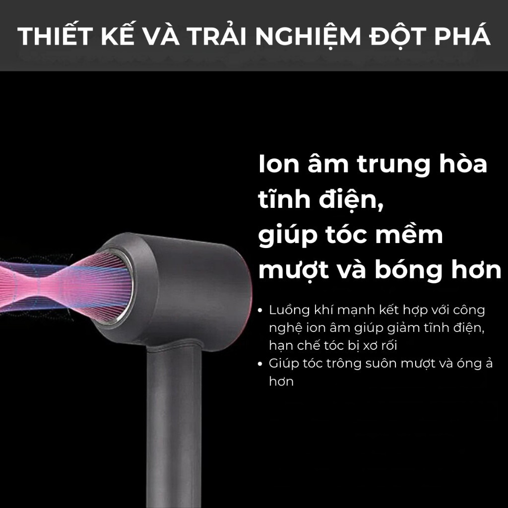 Máy Sấy Tóc Ion âm Wisezen 2 Chiều Nóng Lạnh Cao Cấp Công Suất Có Ion âm 3 Cấp độ Gió 3 Cấp độ Nhiệt Bảo Hành 12 Tháng