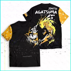 SY3 Demon Slayer Anime Áo Thun Nữ Tay Ngắn Top Cosplay Zenitsu Agatsuma Tee Thời Trang Đồ Họa Áo Sơ Mi Thường Ngày Plus Kích Thước YS3