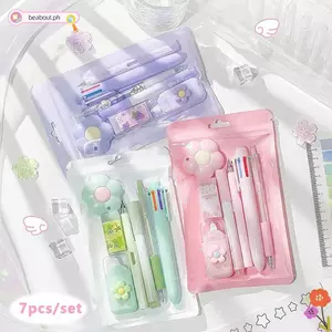 Bộ Văn Phòng Phẩm BEABOUT, Bút Gel Hoa Dễ Thương 7 Trong 1, Bộ Đồ Dùng Học Tập Di Động Bút Chì Tẩy Học Sinh