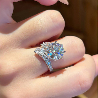 Châu Âu Mỹ ins Phong Cách Mới 5 Carat Hoa Đá Cắt Zircon Mở Nhẫn Nữ
