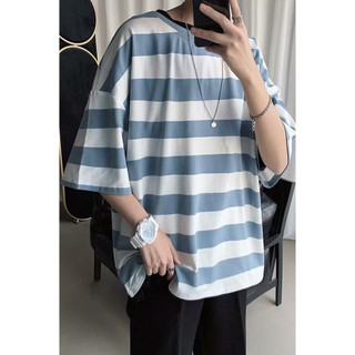 Áo thun nam GKSSS tay ngắn phong cách Hồng Kông sọc retro chất lượng cao phong cách trung tính