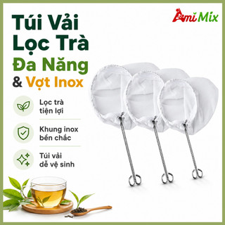 Túi Vải Lọc Trà Và Vòng Vợt Cán Inox - Các Size Nhỏ, Vừa, Lớn Đa Năng