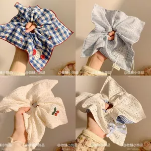 Khăn Vuông Pháp Ngọt Kẻ Sọc Scrunchy Tóc Cao Cấp Vuông Phụ Kiện Tóc Quá Khổ Đầu Dây Đuôi Ngựa Tóc Mũ Đội Đầu