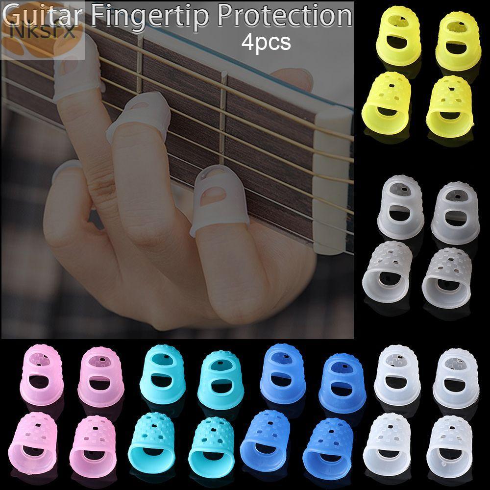 NKSFX 4 Cái / bộ Guitar Bảo Vệ Đầu Ngón Tay 6 Màu Chống Trơn Trượt Chống Đau Ngón Tay Cho Đàn Ukulele