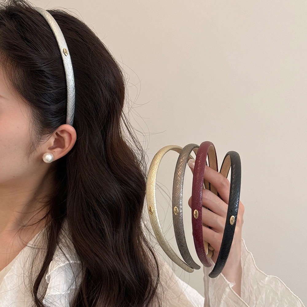 Hululu / Pháp Nhẹ Nhàng Retro Phong Cách Ngọt Ngào Fine Flash Da Vàng Nhãn Băng Đô Thời Trang Cao Cấp Băng Đô Rửa Mặt Du Lịch Kẹp Tóc